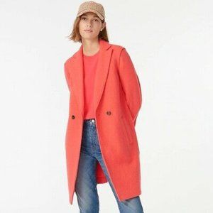 NWT J. Crew Tall Daphne topcoat in Italian boiled wool brilliant coral